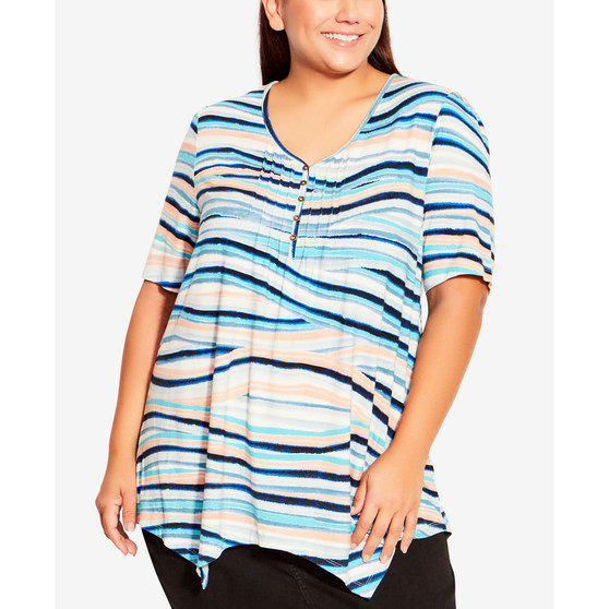 Plus Size Sharkbite Print Top