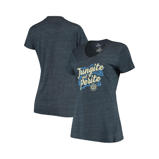 Women's Branded Heathered Navy Philadelphia Union Perite V-neck Tri-Blend T-shirt