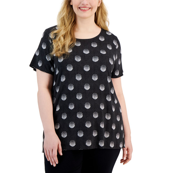 Plus Size Pixel-Dot-Print Short-Sleeve T-Shirt, Created for Macy's