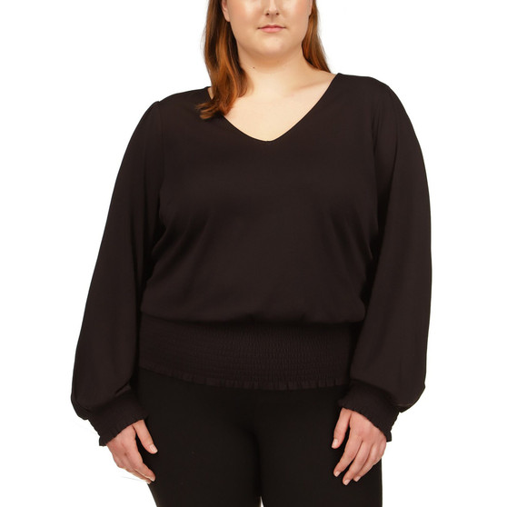 Plus Size Smocked-Hem Top