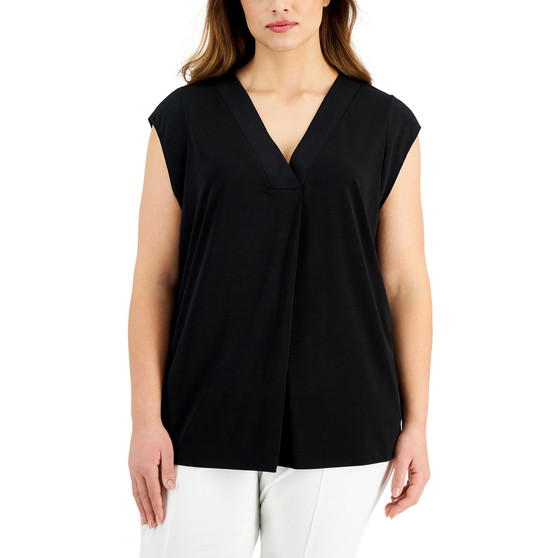 Plus Size Drape-Front Top