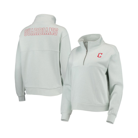 Women's Light Blue Cleveland Guardians Two-Hit Quarter-Zip Pullover Top