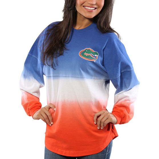 Women's Royal Florida Gators Ombre Long Sleeve Dip-Dyed