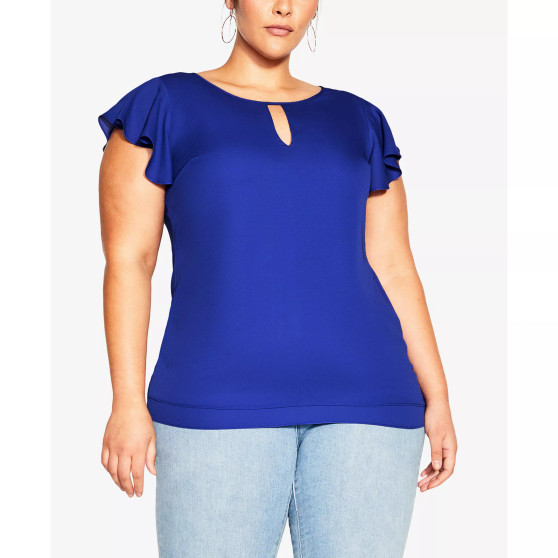 Trendy Plus Size Sweet Waterfall Short Sleeve Top