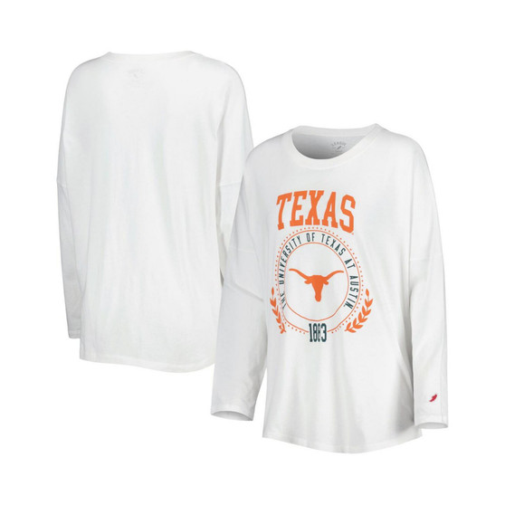 Women's White Texas Longhorns Clothesline Oversized Long Sleeve T-shirt