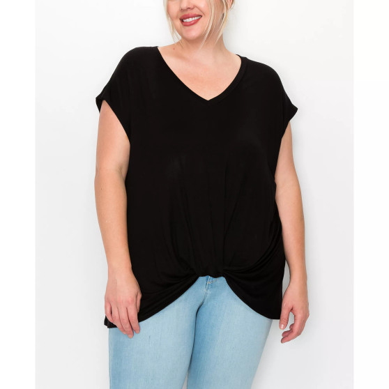 Plus Size V-neck Twist Front Top