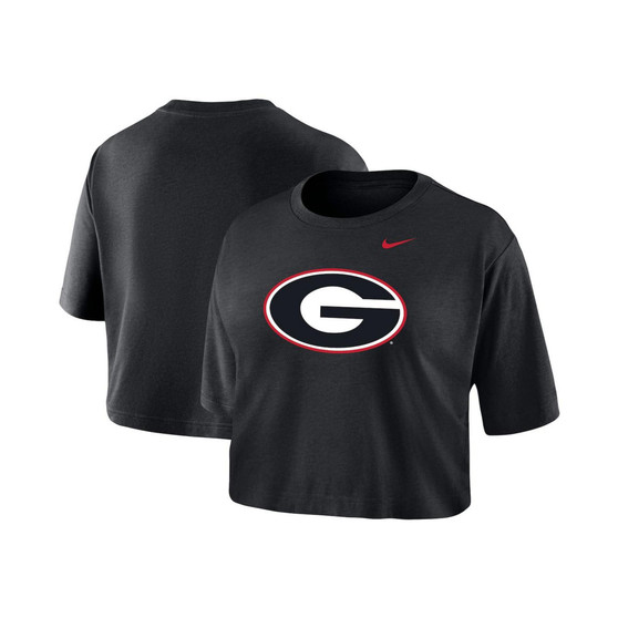 Women's Black Georgia Bulldogs Cropped Performance T-shirt
