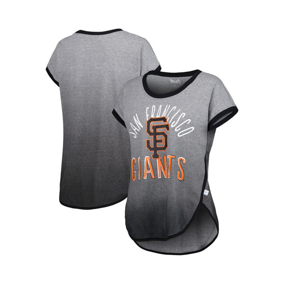Women's Gray and Black San Francisco Giants Home Run Tri-Blend Short Sleeve T-shirt
