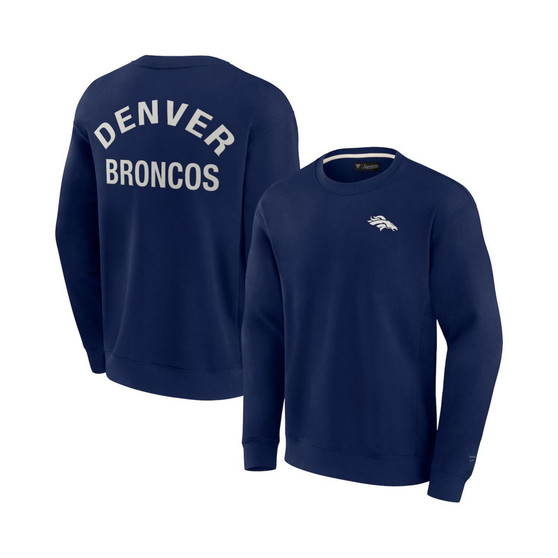 Men's and Women's Navy Denver Broncos Super Soft Pullover Crew Sweatshirt