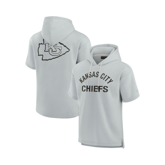 Men's and Women's Gray Kansas City Chiefs Super Soft Fleece Short Sleeve Hoodie