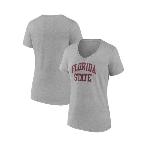 Women's Branded Heather Gray Florida State Seminoles Basic Arch V-Neck T-shirt