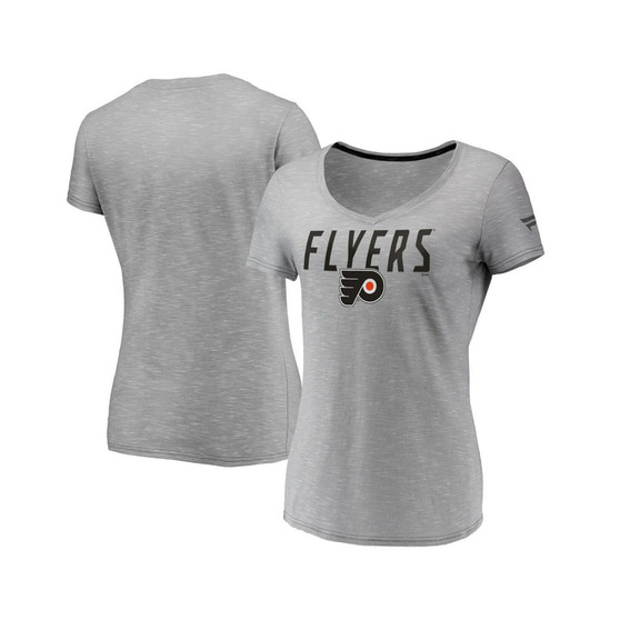 Women's Branded Gray Philadelphia Flyers Space-Dye V-Neck T-shirt