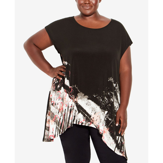 Plus Size Lora Placement Scoop Neck Top