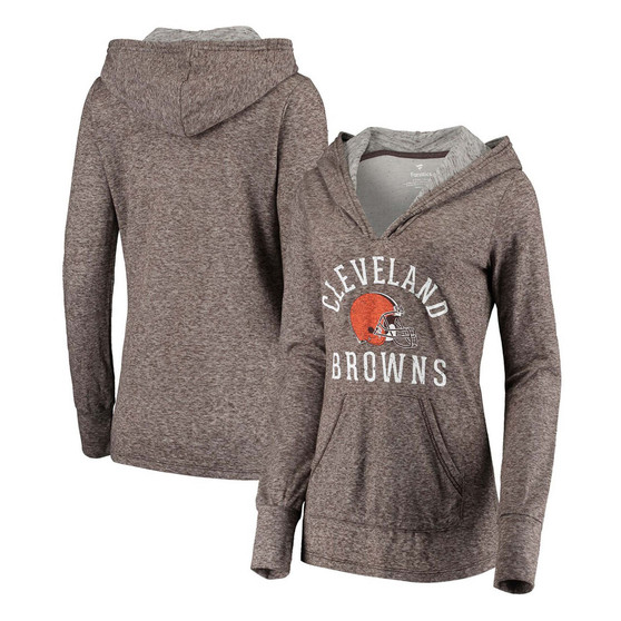 Women's Brown Cleveland Browns Doubleface Slub Pullover Hoodie