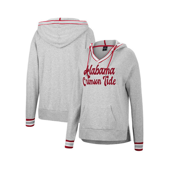 Women's Heathered Gray Alabama Crimson Tide Andy V-Neck Pullover Hoodie