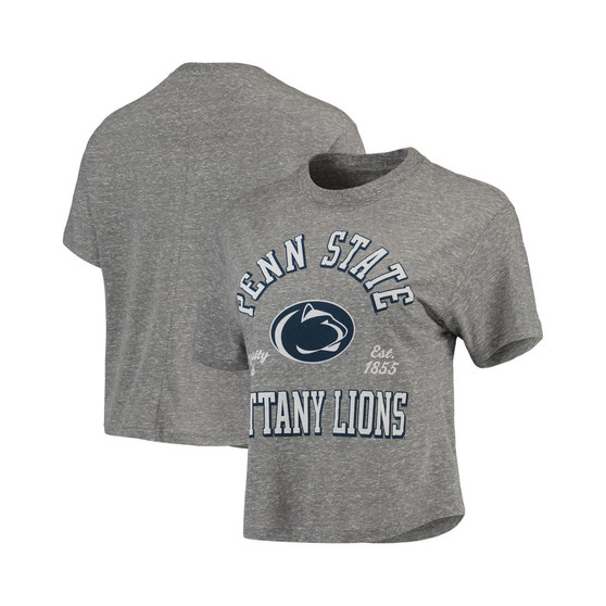 Women's Gray Penn State Nittany Lions Bishop Tri-Blend Knobi Crop T-shirt