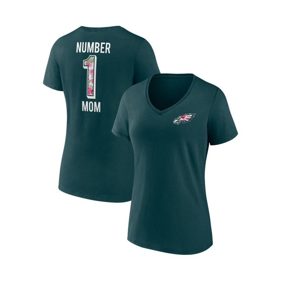 Women's Branded Midnight Green Philadelphia Eagles Team Mother's Day V-Neck T-shirt