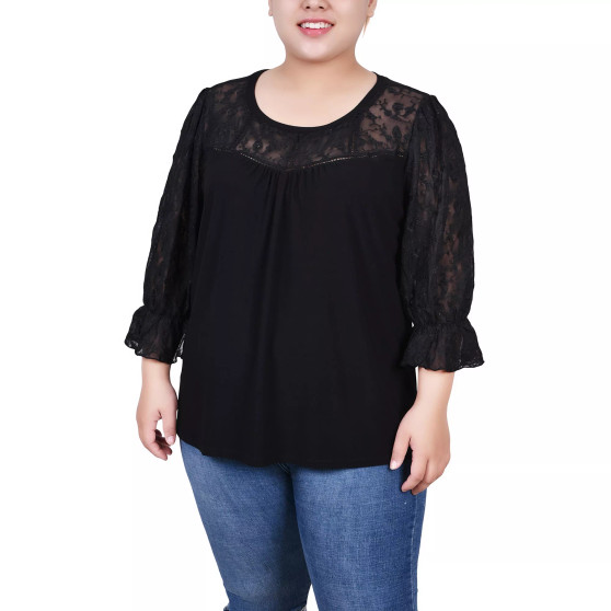 Plus Size 3/4 Sleeve Crepe Top