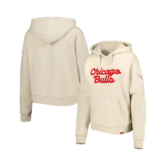 Women's Cream Chicago Bulls Leona Ava Fleece Tri-Blend Pullover Hoodie