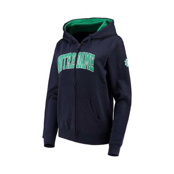 Women's Navy Notre Dame Fighting Irish Arched Name Full-Zip Hoodie
