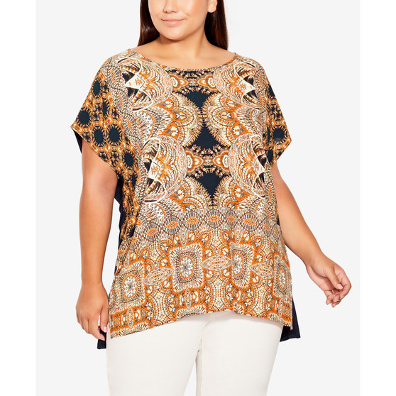 Plus Size Mixed Media Border Top