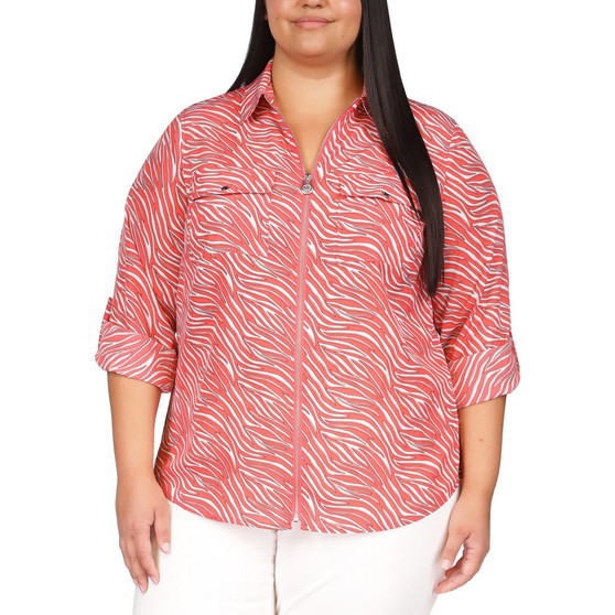Plus Size Zebra-Print Shirt