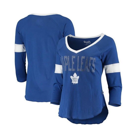 Women's Blue Toronto Maple Leafs Ultimate Fan Raglan 3, 4 Sleeve V-Neck T-shirt