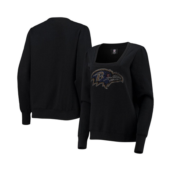 Women's Black Baltimore Ravens Winners Square Neck Pullover Sweatshirt