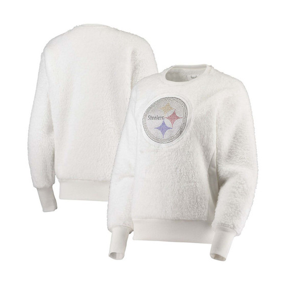 Women's White Pittsburgh Steelers Milestone Tracker Pullover Sweatshirt