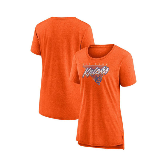 Women's Branded Heathered Orange New York Knicks True Classics Tri-Blend T-shirt