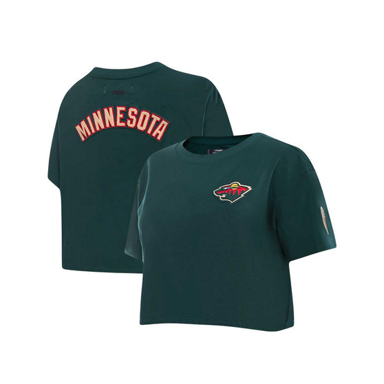 Women's Green Minnesota Wild Classic Boxy Cropped T-shirt