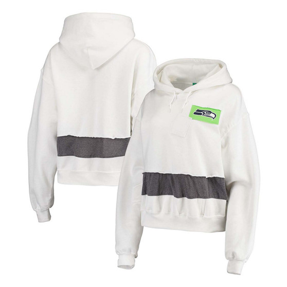 Women's White Seattle Seahawks Crop Pullover Hoodie