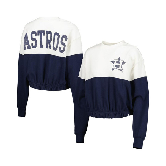 Women's White, Navy Houston Astros Take Two Bonita Pullover Sweatshirt