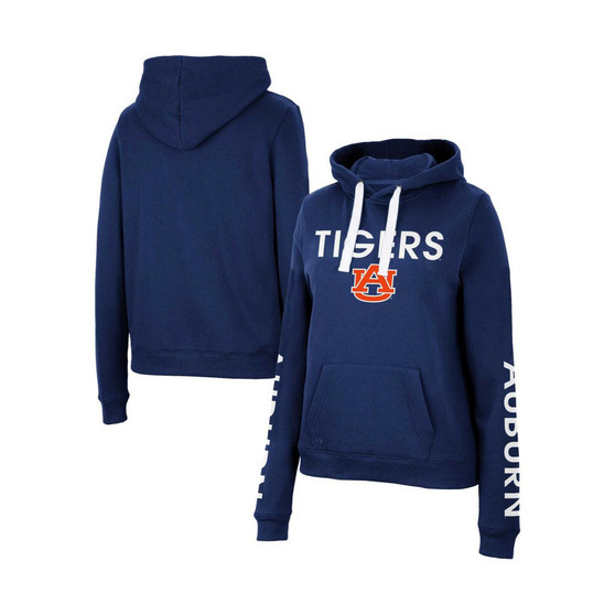 Women's Navy Auburn Tigers 3-Hit Pullover Sweatshirt
