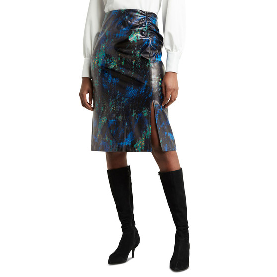 Women's Printed Ruched Side-Slit Skirt