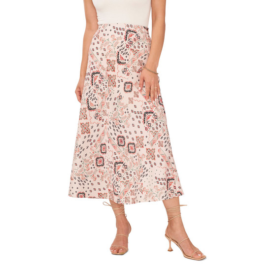 Women's Patchwork Printed A-Line Midi Skirt