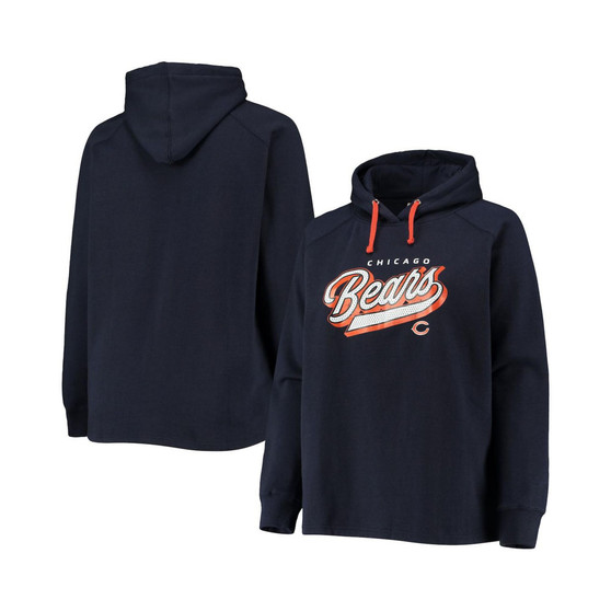 Women's Branded Navy Chicago Bears Plus Size First Contact Raglan Pullover Hoodie