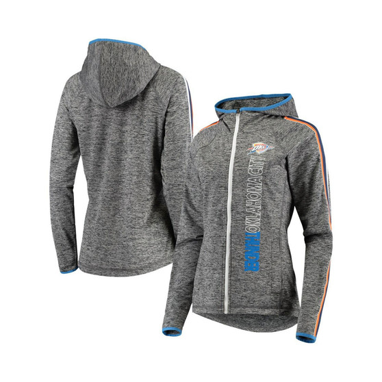 Women's Gray Oklahoma City Thunder Free Agent Space Dye Raglan Full-Zip Hoodie