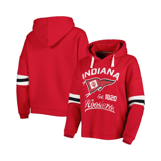 Women's Crimson Indiana Hoosiers Super Pennant Pullover Hoodie