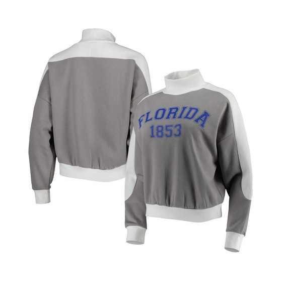 Women's Gray Florida Gators Make it a Mock Sporty Pullover Sweatshirt