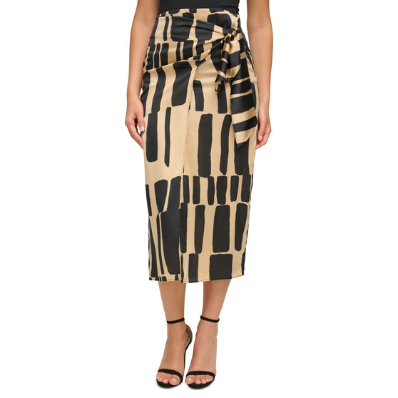 Women's Geometric-Print Wrap-Front Skirt