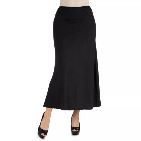 Plus Size Elastic Waist Maxi Skirt