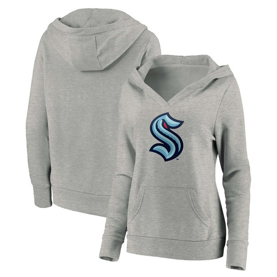 Plus Size Heather Gray Seattle Kraken Primary Logo Pullover Hoodie