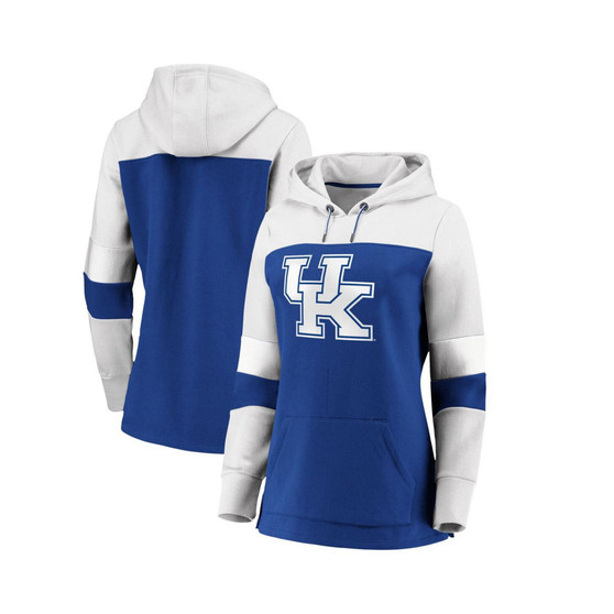 Women's Royal Kentucky Wildcats Plus Size Color-Block Pullover Hoodie