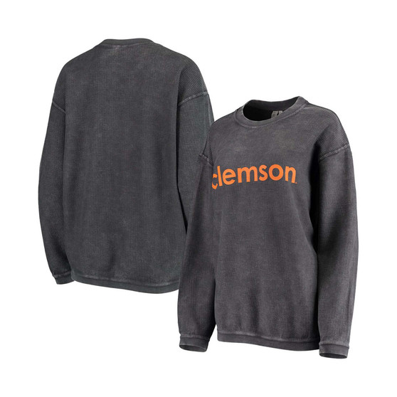 Women's Charcoal Clemson Tigers Corded Pullover Sweatshirt