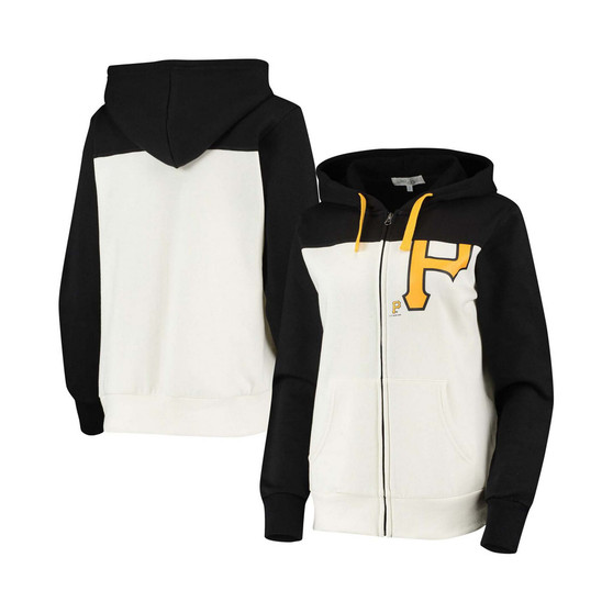 Women's Oatmeal-Black Pittsburgh Pirates Conference Full-Zip Hoodie