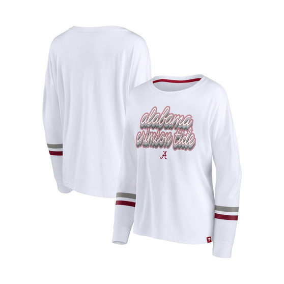 Women's Branded White Alabama Crimson Tide Retro Power Striped Long Sleeve T-shirt