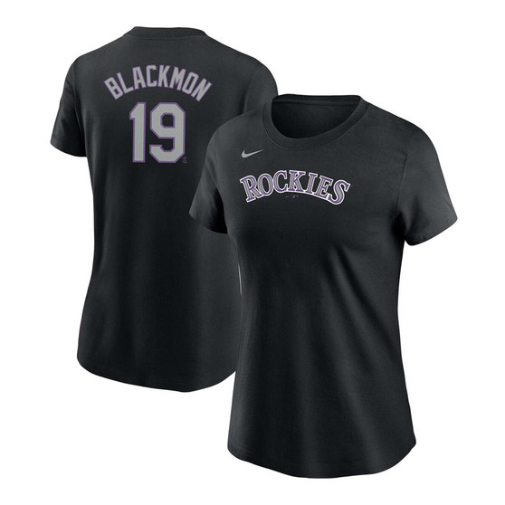 Women's Charlie Blackmon Black Colorado Rockies Name Number T-shirt