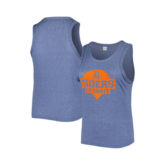 Women's Navy Detroit Tigers Plus Size High Neck Tri-Blend Tank Top