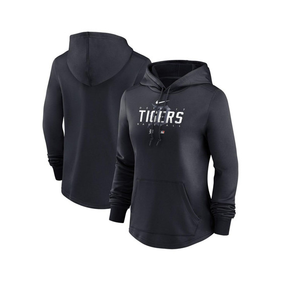 Women's Navy Detroit Tigers Authentic Collection Pregame Performance Pullover Hoodie